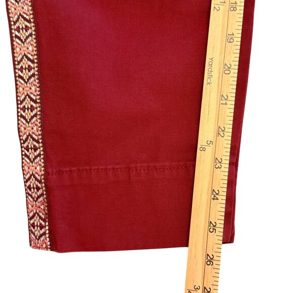 Anthropologie Women's Burgundy Pants Size 4 W/ Embroidered Side Stripes NWT - Picture 9 of 16